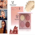 thumbnail image 1 of Paleta de maquillaje MISS ROSE de 4 colores, kit de brillo profesional, polvo facial prensado (#07), 1 of 11
