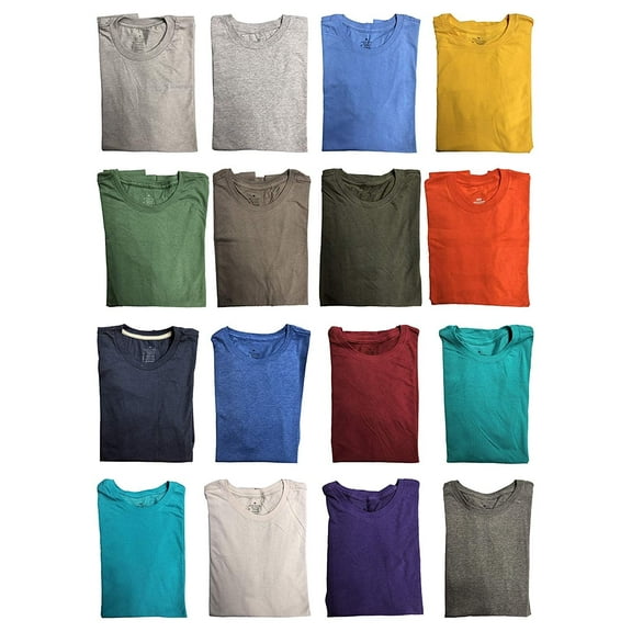 SOCKS’NBULK Mens Cotton Crew Neck Short Sleeve T-Shirts Mix Colors Bulk Pack Value Deal - 120 Pack Mix - Large