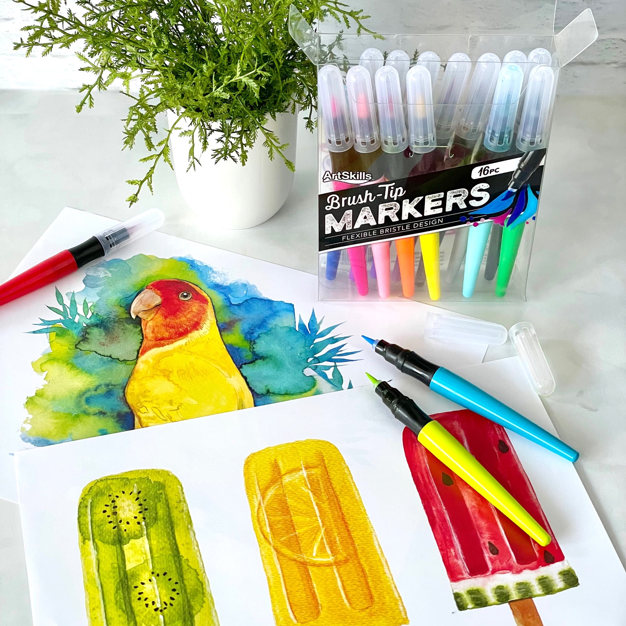  ArtSkills Brush Tip Markers - Flexible Paint Brush Markers for  Lettering and Calligraphy Pens, Art Markers for Artists : Arts, Crafts &  Sewing