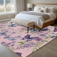 thumbnail image 4 of Large Area Rugs for Living Room Bedroom, Pink Flowers 6'x9' Rug Washable Carpet Runner Indoor Outdoor, Spring Floral Purple Butterflies Farmhouse Non Slip Floor Mats Rug for Kitchen, Playroom, 4 of 8
