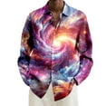 thumbnail image 2 of Mens Shirts Casual Plus Size Galaxy Digital Print Long Sleeve Button Down Lapel Tops Loose Dress Shirts for Men Multicolour S, 2 of 4