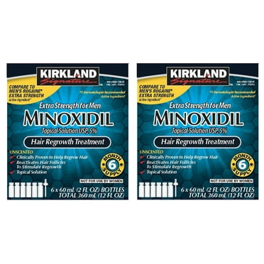 Kirkland Minoxidil 5 percentage Extra Strength Hair Loss Regrowth Treatment Men, 2 Pack (6 Months Supply)