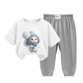 thumbnail image 1 of Odeerbi 2-12 Años Niño Niña Conjunto de Verano Camiseta de Manga Corta de Algodón Ice Silk Pantalón de Chándal Conjunto de Dos Piezas de Ropa Interior Estampada, 1 of 4