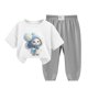 thumbnail image 1 of Odeerbi 2-12 Años Niño Niña Conjunto de Verano Camiseta de Manga Corta de Algodón Ice Silk Pantalón de Chándal Conjunto de Dos Piezas de Ropa Interior Estampada, 1 of 4