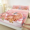 thumbnail image 3 of Manfei Xmas Gingerbread House Bed Sheets,Cute Cartoon Snowman King Sheets,Pink Brown White Sheet Set For Kids Gitl,Ultra Soft Home Decor,4 Pieces, 3 of 7