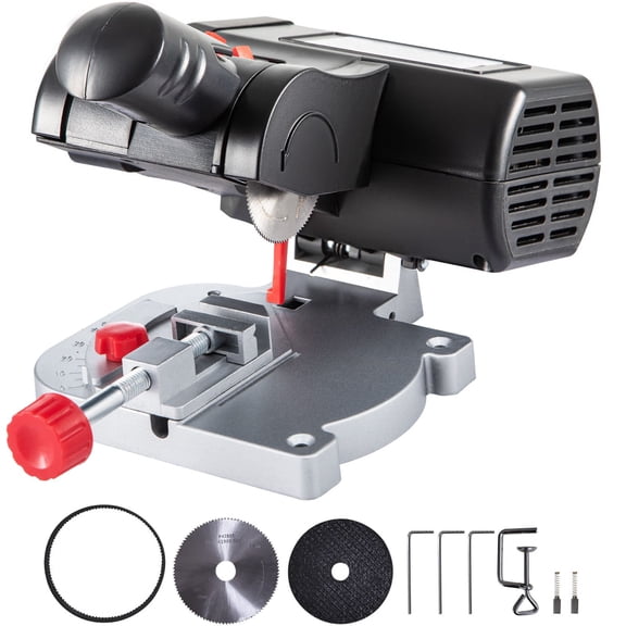 Compact Benchtop Miter Saw with 2-5/16" Steel-Resin Blades,1/2" Cutting Depth,0-45° Adjustable for DIY Crafting with Wood,Metal,Copper,Aluminum.