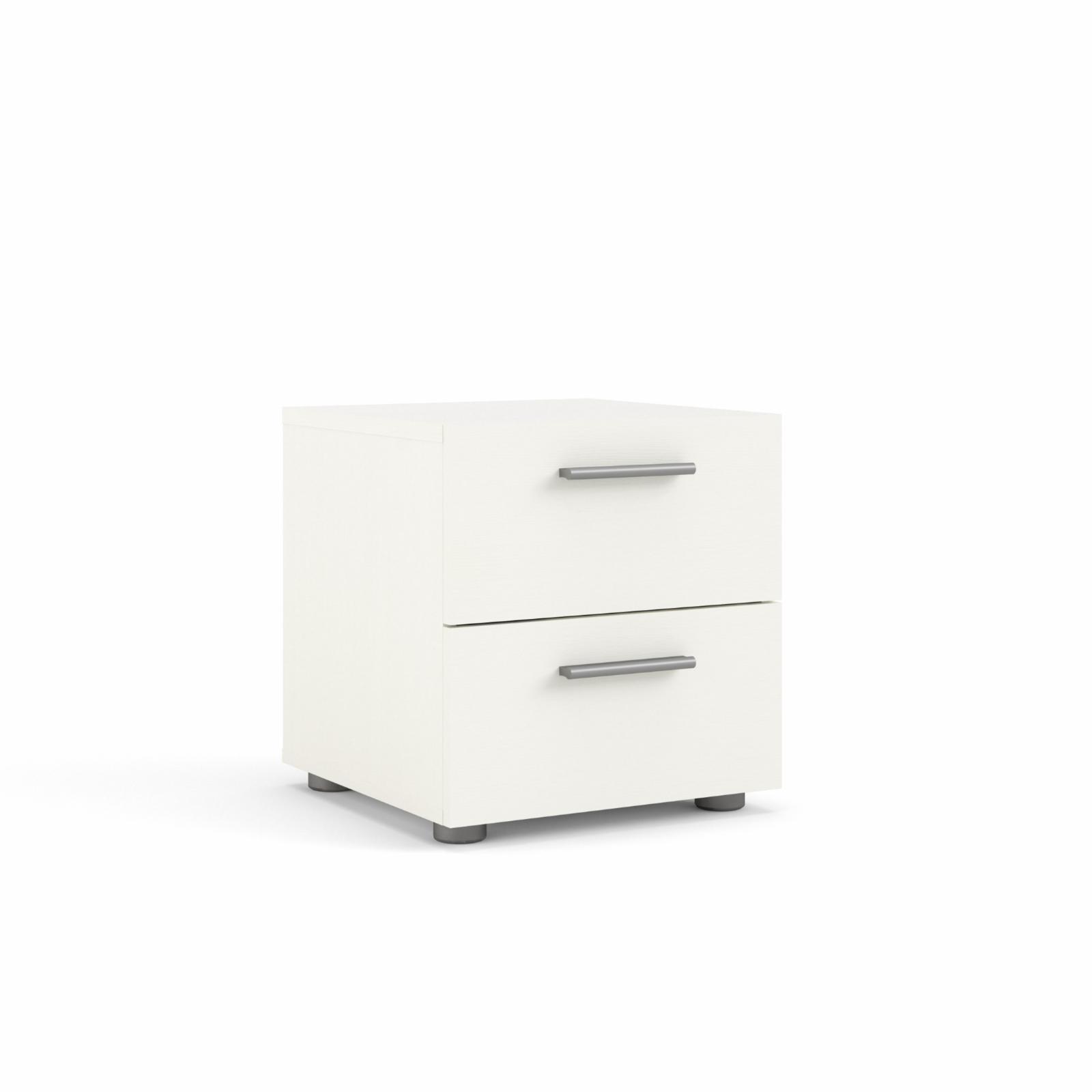 Loft 2 Drawer Nightstand, Foil Finish, White Woodgrain Color