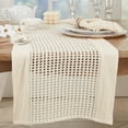 thumbnail image 2 of Fennco Styles Airy Net Design Cotton Table Runner 16" W x 72" L - Ivory Hollow Pattern Table Cover for Dining Room, Banquets, Family Gatherings, and Holidays, 2 of 3