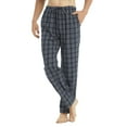 thumbnail image 3 of LNFINTDO 3 Pack Mens Pajama Pants Cotton Plaid Flannel Pjs Bottoms Lounge Sleepwear with Drawstring Button Fly, Red & Navy Stripe & Blue Plaid, X-Large, 3 of 7
