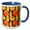 Blue/White, variant on 3drose, Big Orange Pumpkins and Corn on the Cob Pattern, 11oz Magic Transforming Mug