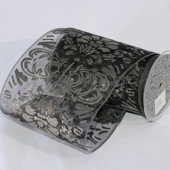 The Ribbon People Sheer Black and Gold Wired Craft Ribbon 6" x 20 Yards