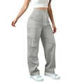 thumbnail image 3 of Ailaofu Cargo Sweatpants for Women Baggy Wide Leg Sweatpants with Pockets Palazzo Lounge Pants Winter Athletic Pants, 3 of 7