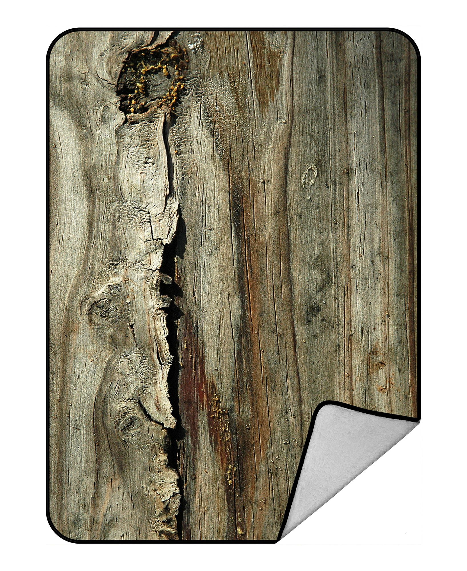 ZKGK Rustic Old Barn Wood Blanket Crystal Velvet Front and Lambswool Sherpa Fleece Back Throw