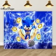 thumbnail image 2 of Fondo de fotografía con iluminación de Sonic Hedgehog, pancarta de cumpleaños para niños, decoración para fiesta de baby shower, fondo de vinilo de poliéster con dibujos animados, 2 of 4