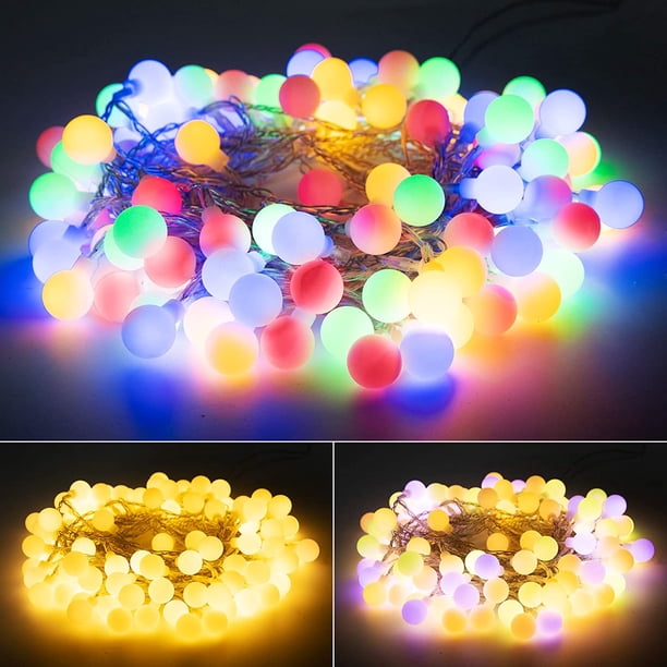 Guirnalda de luces de bola de globo, guirnalda de luces de hadas, decoración para interior, exterior, fiesta, boda, árbol de Navidad, jardín (32.8 pies, blanco cálido) Fokelyi HMJM416-2
