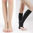 thumbnail image 4 of Open Toe Sock Compression Knee High Support Stockings for Men Women Black, 4 of 6