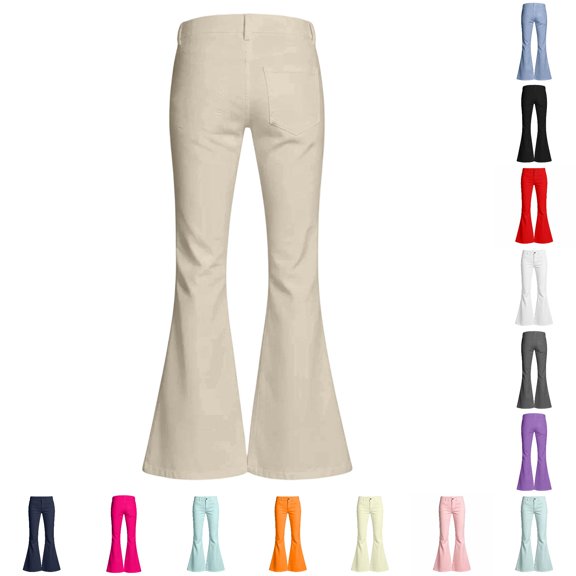 XIYON Girls Flare Pants Casual High Waist Bell Bottoms Kids Solid Color Comfort Trousers Everyday Wear 5-6 Years