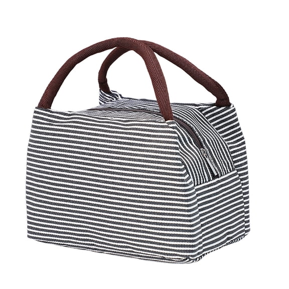 Eqslft Portable Lunch Box, Cooler Insulated Lunch Box For Travel Work Picnic College School Adult Large Capacity Lunch Bags, Black Stripe