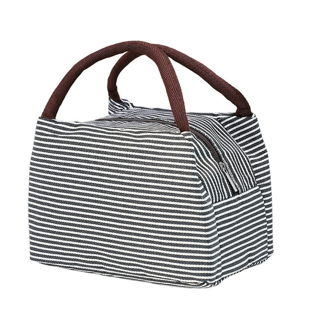 LPSSTORE Portable Bento Bag Thermal Bag Lunch Bag Lunch Bag Lunch Bag Lunch Box Storage Bag Work School Stripe Pattern