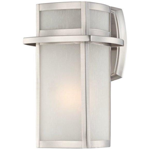 Possini Euro Design Delevan Luminaire Mural Extérieur Moderne en Acier Nickel Brossé 11 1/4 Pouces Verre Givré Résistant à l'Humidité pour Maison Extérieure Porche Patio Extérieur Terrasse Garage Porte d'Entrée Jardin Maison