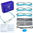 thumbnail image 5 of 4 Pairs Reading Glasses, Blue Light Blocking Glasses, Computer Reading Glasses for Women and Men, Fashion Rectangle Eyewear Frame(4 Blue, +4.00 Magnification), 5 of 9