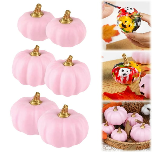 PPKVUFD Artificial Pumpkins Bulk Vintage Pink Pumpkin Harvest Lifelike Pumpkin Fake Foam Pumpkin for Fall Autumn Halloween Home Party Supply Thanksgiving
