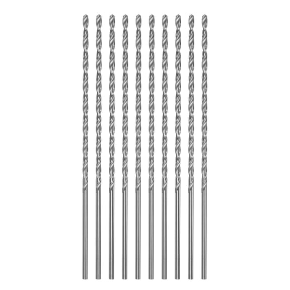 Unique Bargains 10pack Extra Long Drill Bits, 2.5mm HSS Drill Bit with High Speed Steel 120mm Length for Metal Wood Plastic