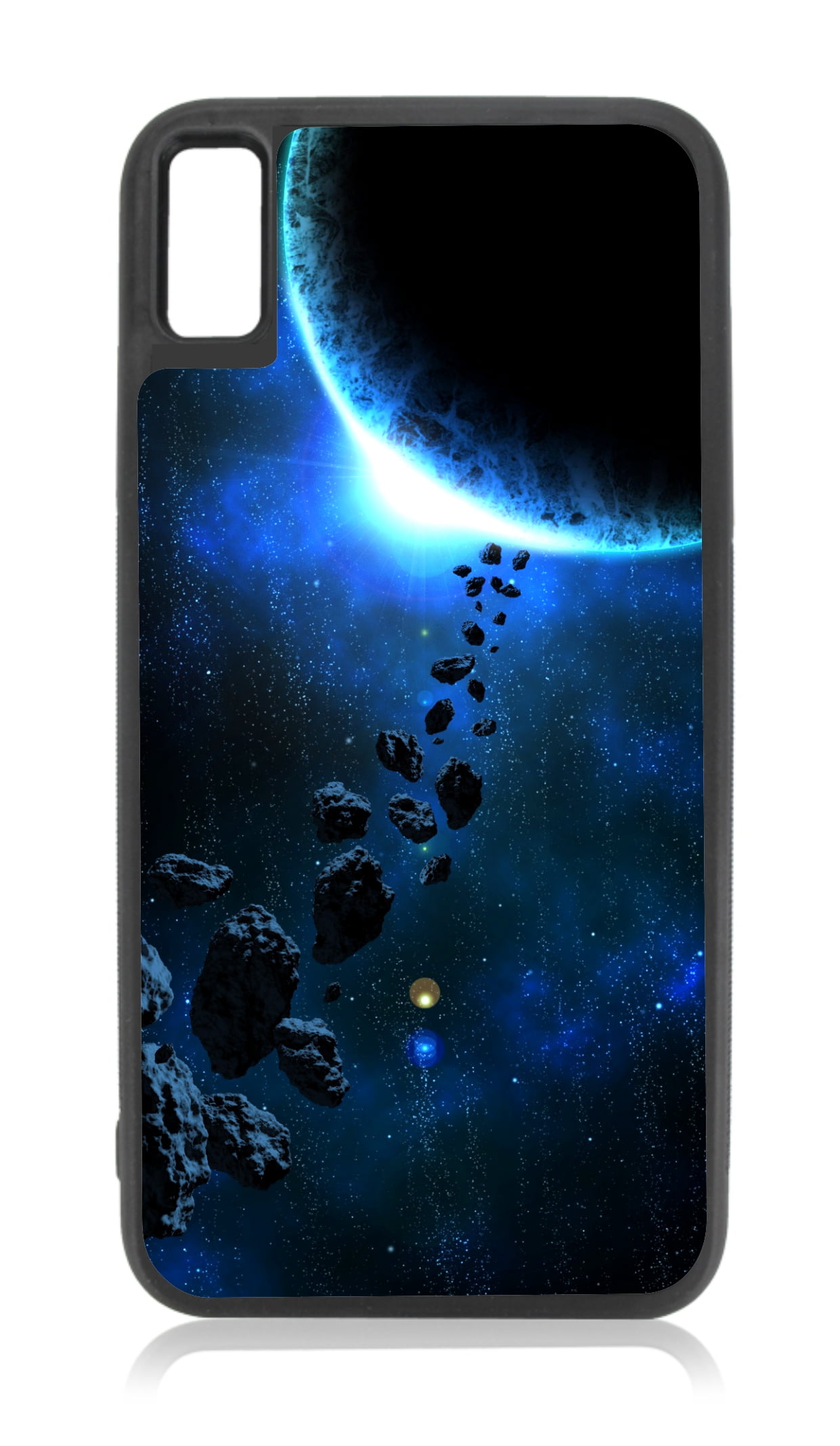 Outer Space Asteroids Design Black Rubber Case for iPhone XR iPhone