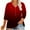 Red, variant on YUGYXL Deals Women's 3/4 Length Sleeve Henley Shirts Plus Size Button V Neck Loose Tshirts Oversized Gradient Color Lightweight Comfy Clothes Going Out Cozy Tees