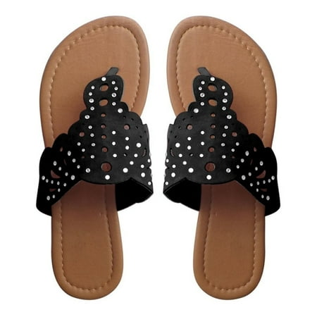 

Boho Summer Jewels Flat V-Stap Open Back Thong Sandal