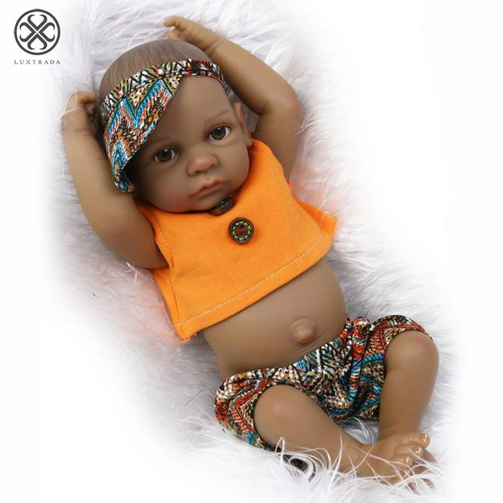 Luxtrada 11" Lifelike Black African Newborn Baby Boy Full Body Silicone