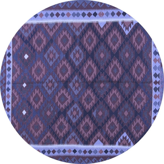 Ahgly Company Indoor Round Oriental Blue Traditional Area Rugs, 7' Round