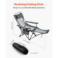 thumbnail image 2 of KFFKFF Chaise de Camping Inclinable, 4 Positions Réglables, Chaise Longue Pliante Portable pour Adultes, Chaise de Plage en Maille, Gris, 2 of 9