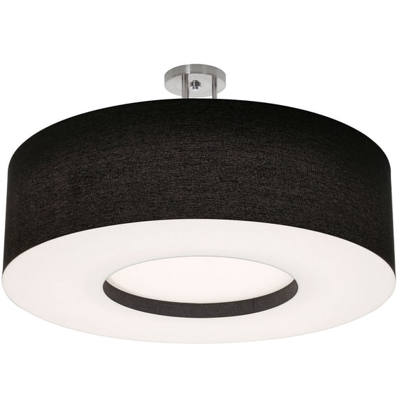 AFX Montclair 30'' Medium Base Semi-Flush Mount - Satin Nickel Finish Black