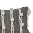 thumbnail image 2 of Foreside Home & Garden Gray Striped Woven 14x22 Cotton Decorative Throw Pillow with Hand Tied Fringe Poms, 22 x 14 x 5, 2 of 5