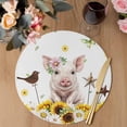 thumbnail image 3 of Pig Sunflower Western Round 13 Inch Placemats Set of 8, Farmhouse Daisy Garden Floral HeatResistant Non Slip Place Mats for Dining Table, Wipeable Braided Kitchen Table Mats for Housewarming, 3 of 9