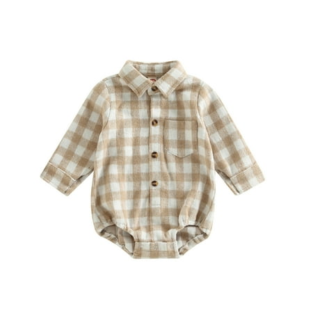 

Boys Bodysuit Plaid Printed Flannel Long Sleeve Button Pocket Kids Children Cartoon Fashion Outwear Streetwear Spring Summer Rompers Jumpsuits