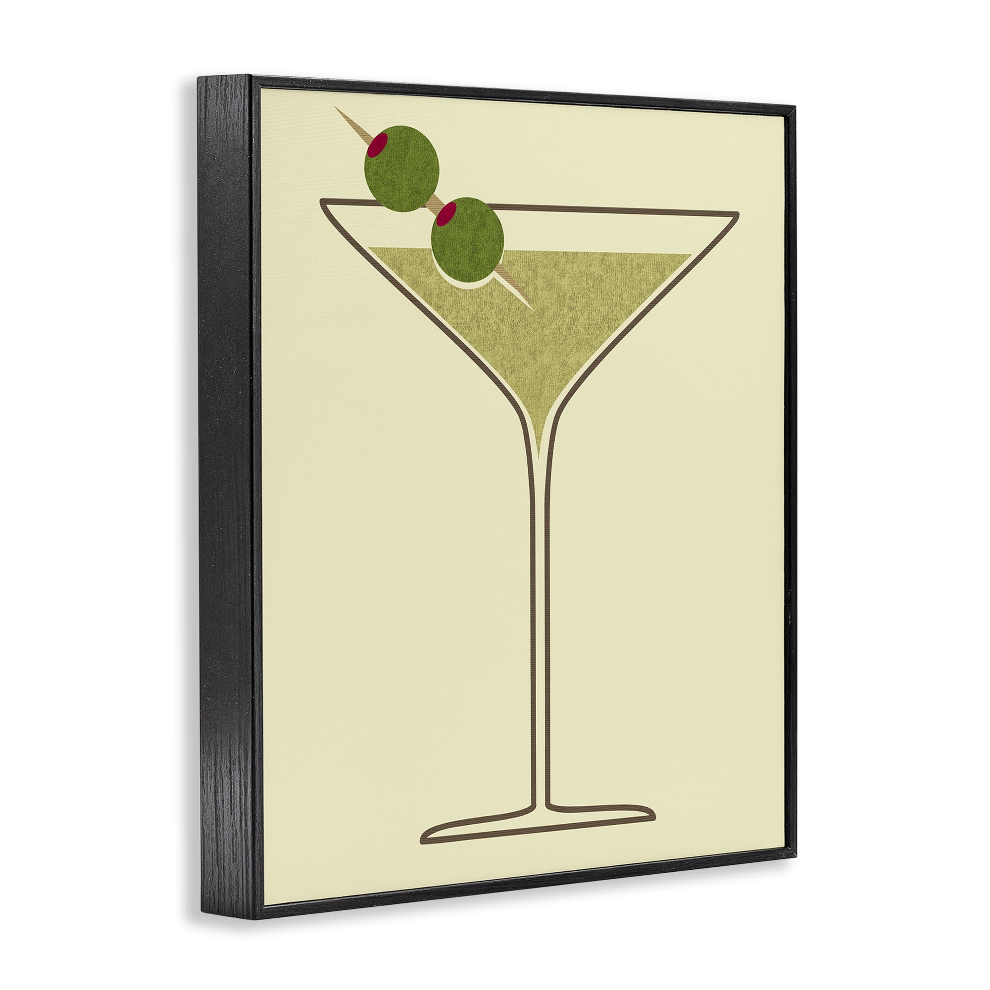 Stupell Industries Martini with Olives Food & Beverage Painting Black Framed Art Print Wall Art, 24 x 30