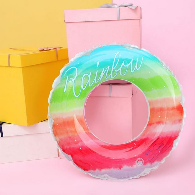 Rainbow Swimming Ring Rainbow Swimming Ring For Kids Summer Beach Inflatable Swim Ring Water Fun Party Toy