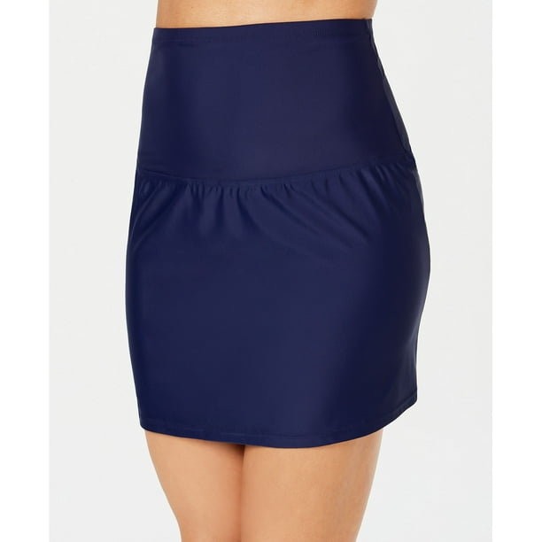 Island Escape Island Escape Women's Tummy Control Swim Skirt, Navy, 8