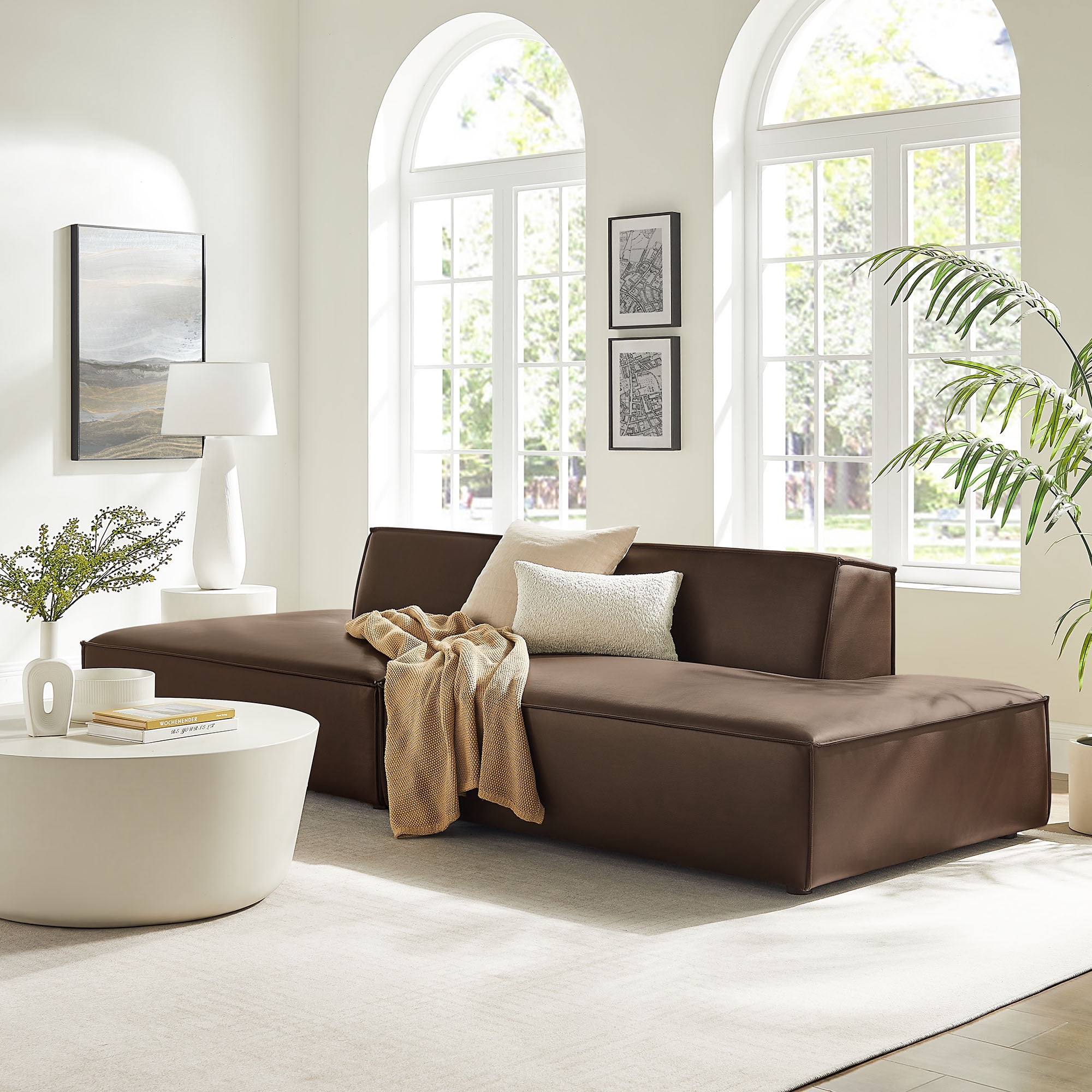Modway Commix 5-Piece Modern Faux Leather Upholstered Sectional