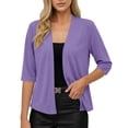 thumbnail image 5 of Aofany Lightweight Cropped Cardigan for Women Plus Size Solid Color Casual Loose Open Front Elbow Length Sleeve V-Neck Cardigan Tops, 5 of 6
