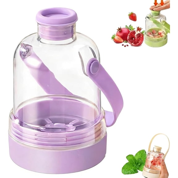 2-in-1 Transparent Water Bottle with Ice Tray – Easy-Release Silicone Cube Mold, Portable Press Design for Freezer and Drinks