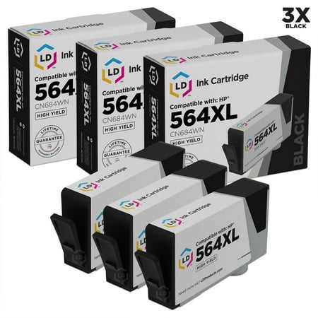 LD Remanufactured Replacement for Hewlett Packard 564XL / 564 CN684WN Set of 3 ink Cartridges:SHOWS ACCURATE (Hp 564xl Black Ink Cartridge Best Price)