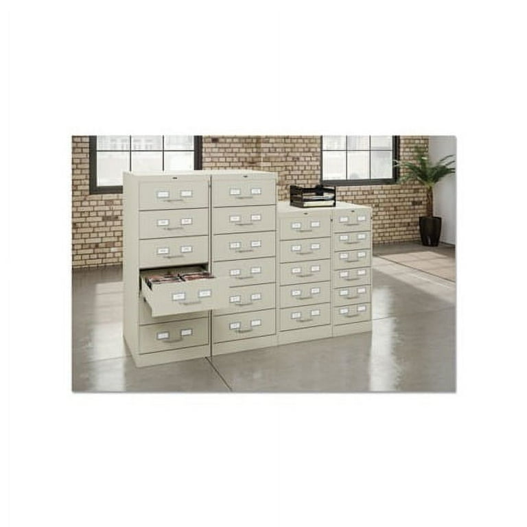 Seven-Drawer Multimedia/Card File Cabinet, Black, 19.13 Seven-Drawer Multimedia/Card File Cabinet, Black, 19.13