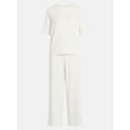 thumbnail image 5 of Joyspun Women's French Terry Lounge Sleep Short Sleeve Top and Capri Pants Set, 2 Piece, Sizes XS-3X, 5 of 5