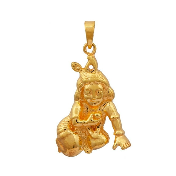 Mooneye 925 Sterling Silver Gold Vermeil Religious Bal Gopal Krishna Unisex Pendant