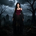 thumbnail image 3 of Women's Gothic Style Long Sleeve Dress Slim Fit Stage Performance For Evening Party Cosplay Attire, 3 of 6