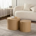 thumbnail image 7 of Round Nesting Coffee Table Set of 2, Wooden Tea Tables with Wood Texture Finish, Modern Circle Accent End Side Table for Small Space Living Room Bedroom, Natural, 7 of 7