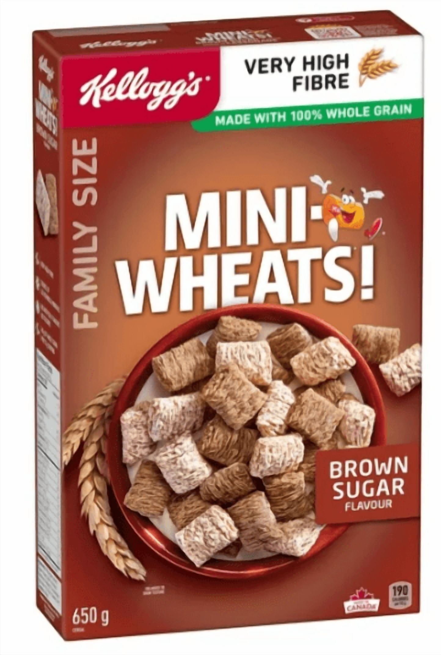 Kellogg's Mini-Wheats Cereal Brown Sugar Flavor, Family Size, 650g (4 Pack)